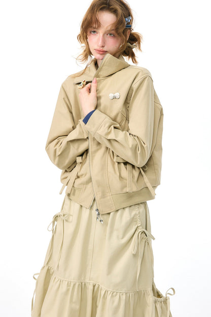 Khaki Lapel Work Jacket