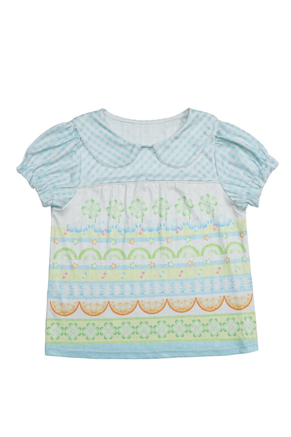 Strawberry Lime Clover Print Cotton T-Shirt