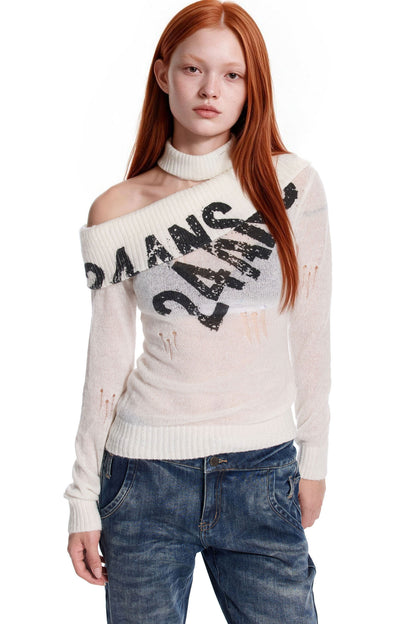 Worn Rubber Print Knit Top