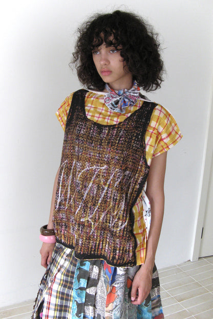 Reversible Draped Graffiti Canvas T-shirt
