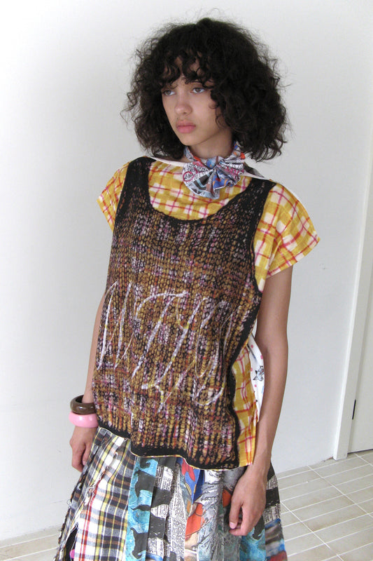 Reversible Draped Graffiti Canvas T-shirt