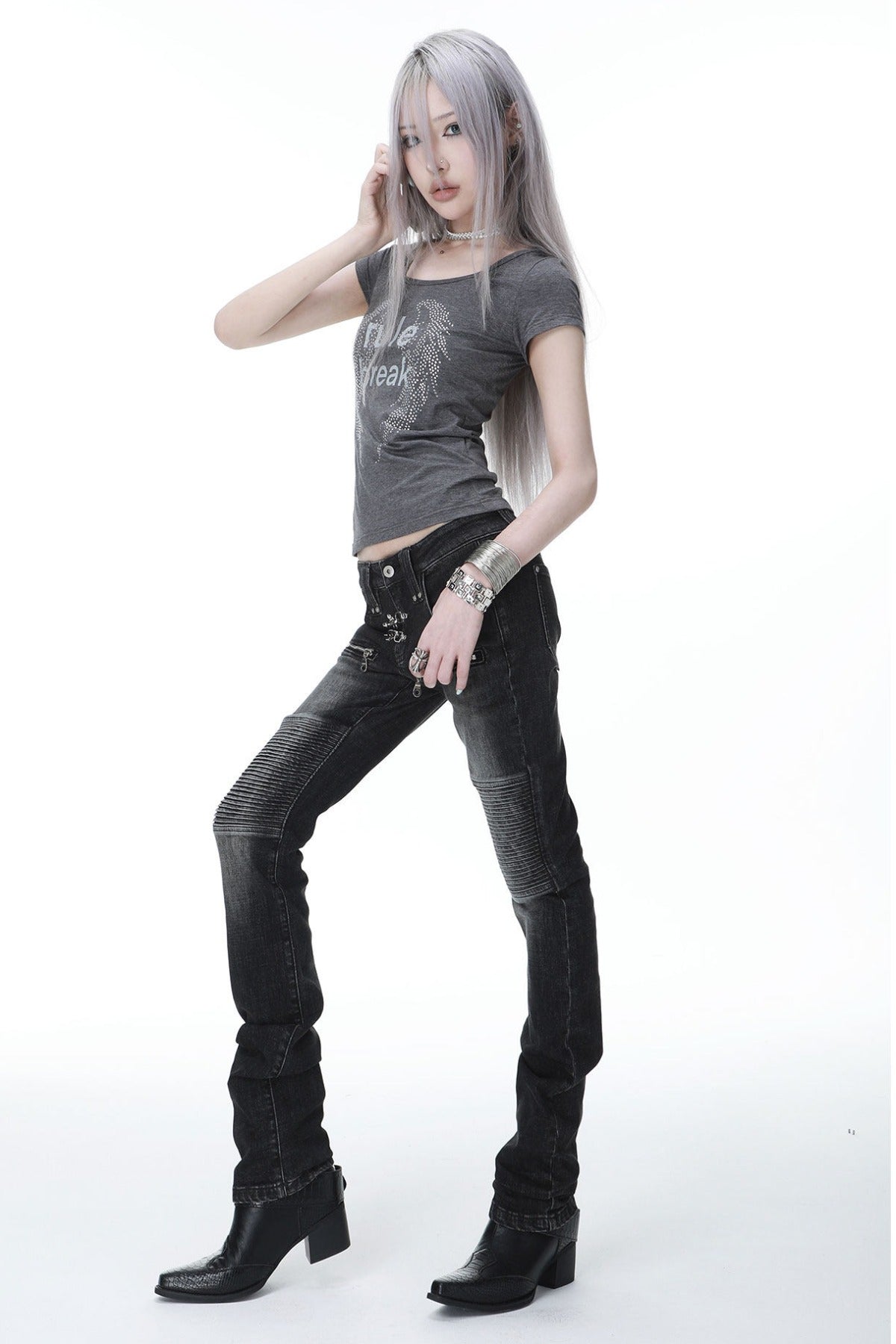 Damen-T-Shirt mit kurzen Ärmeln und Diamantflügeln