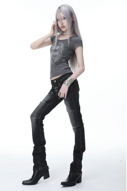 Damen-T-Shirt mit kurzen Ärmeln und Diamantflügeln