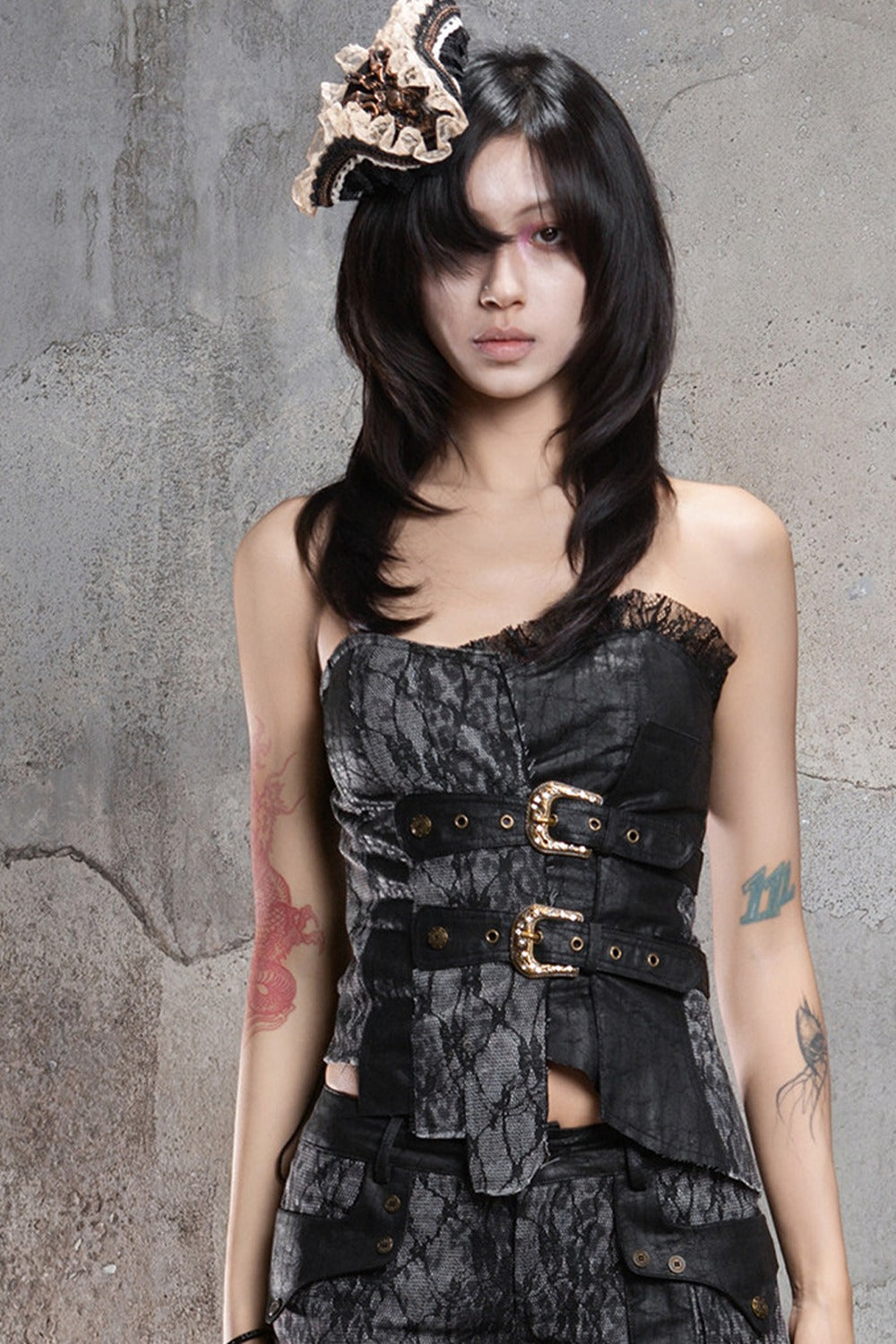 Punk Laced Irregular Tube Top