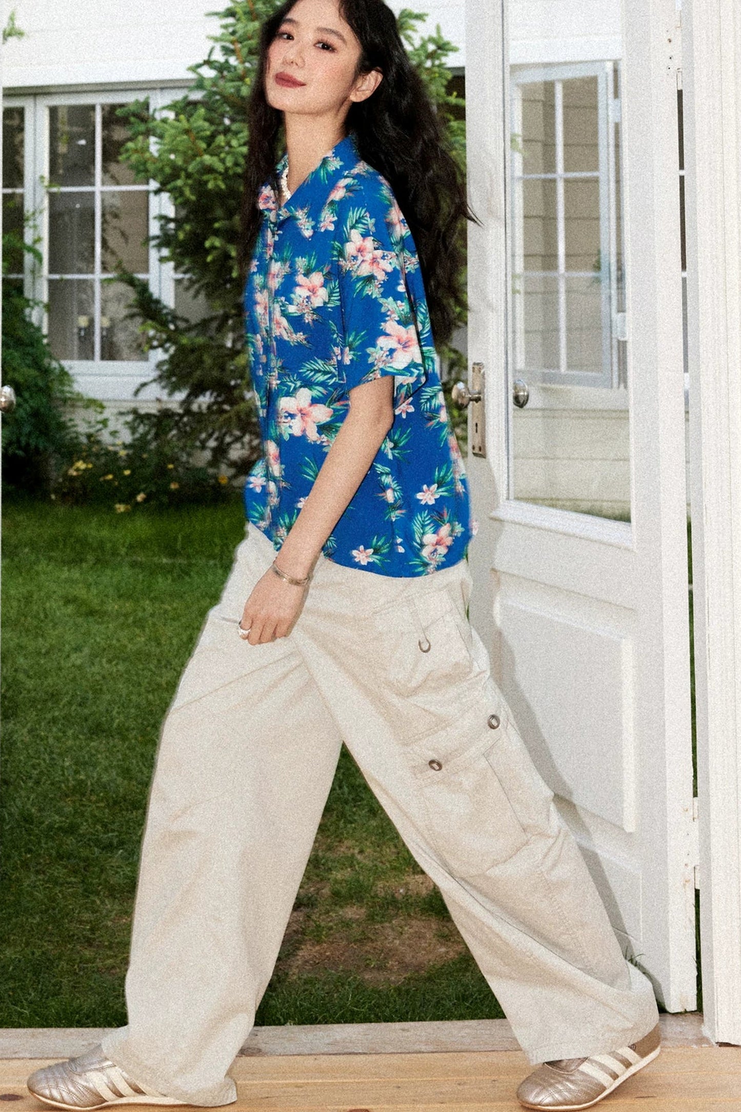 Bougainvillea Print Summer Blouse