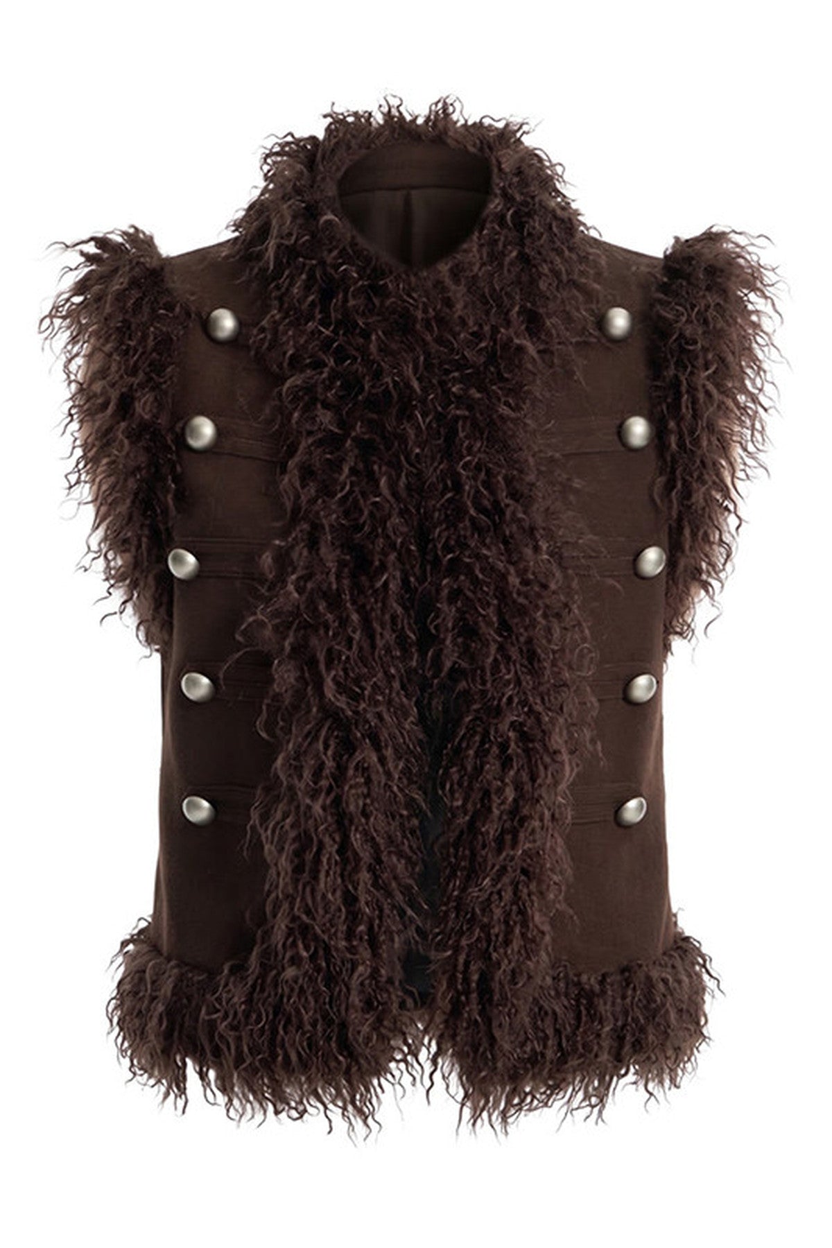 Wool Suede Sleeveless Feather Vest