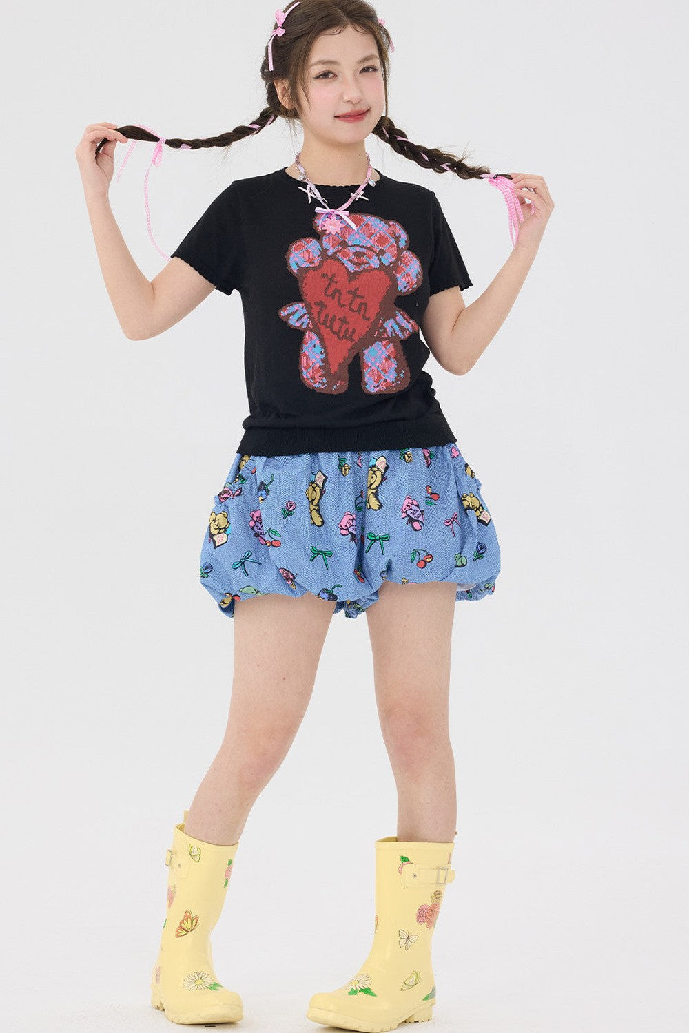 Denim Bear Pumpkin Pants