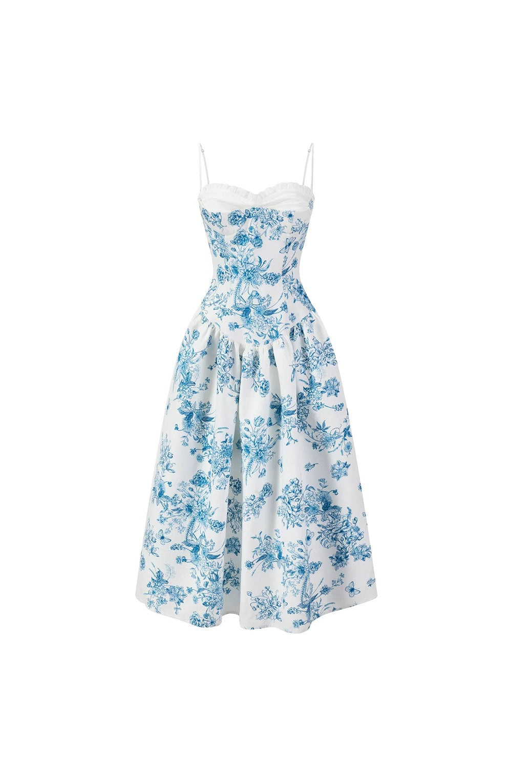 Blue Porcelain Vintage Hand-Painted Slip Dress