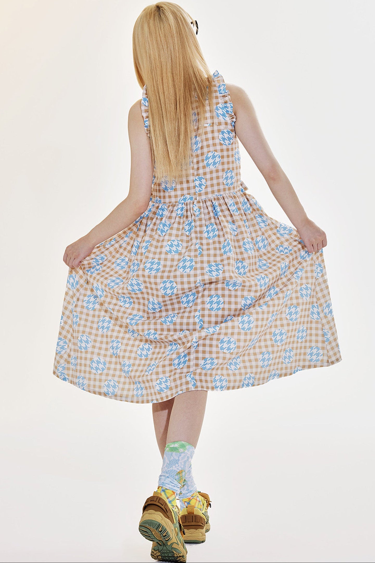 Plaid Patchwork Halter Neck Dress