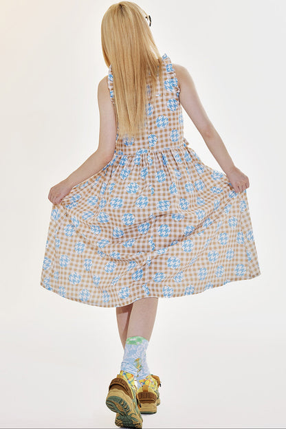 Plaid Patchwork Halter Neck Dress