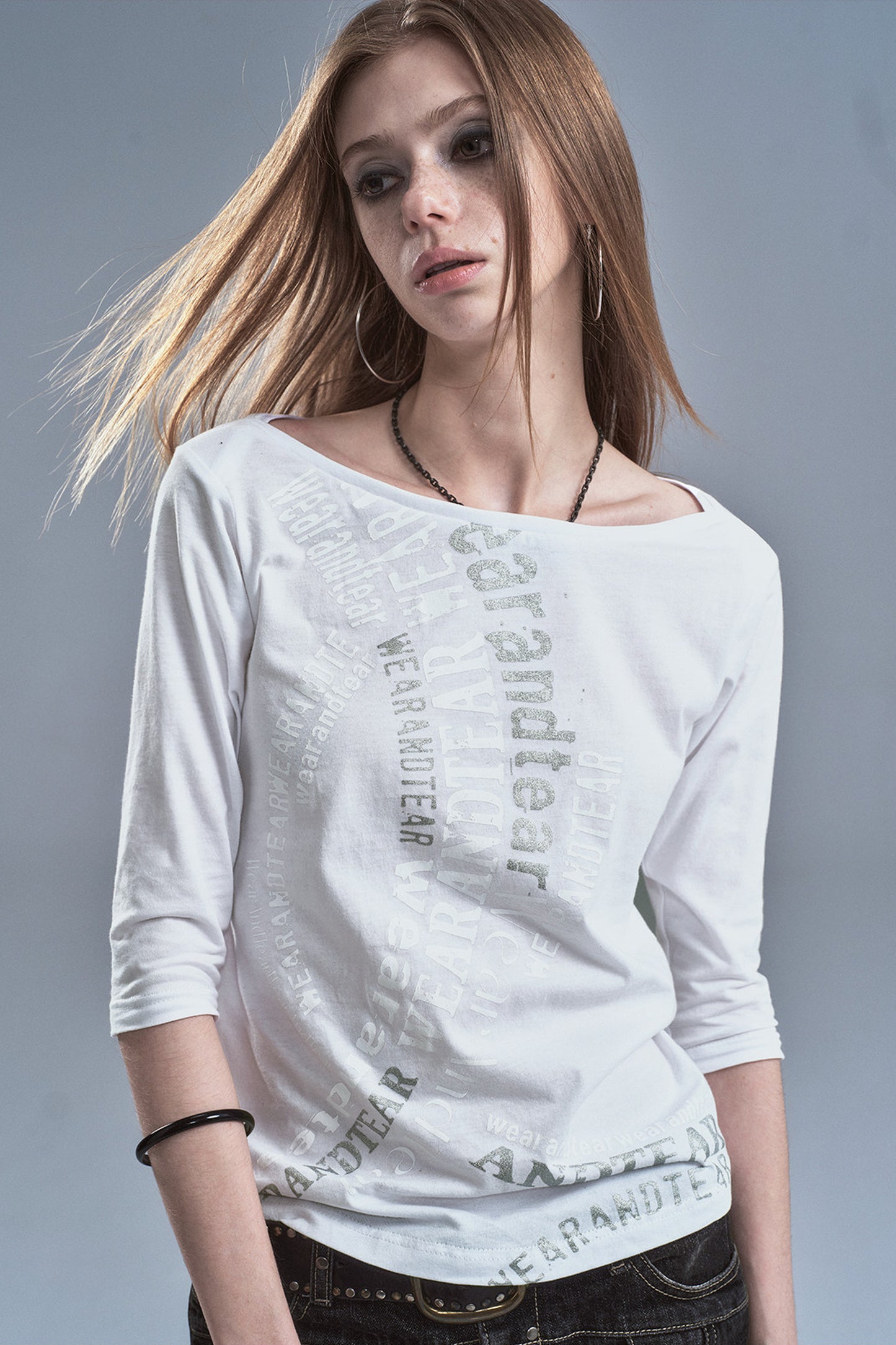 Off-Shoulder Long Sleeve T-Shirt