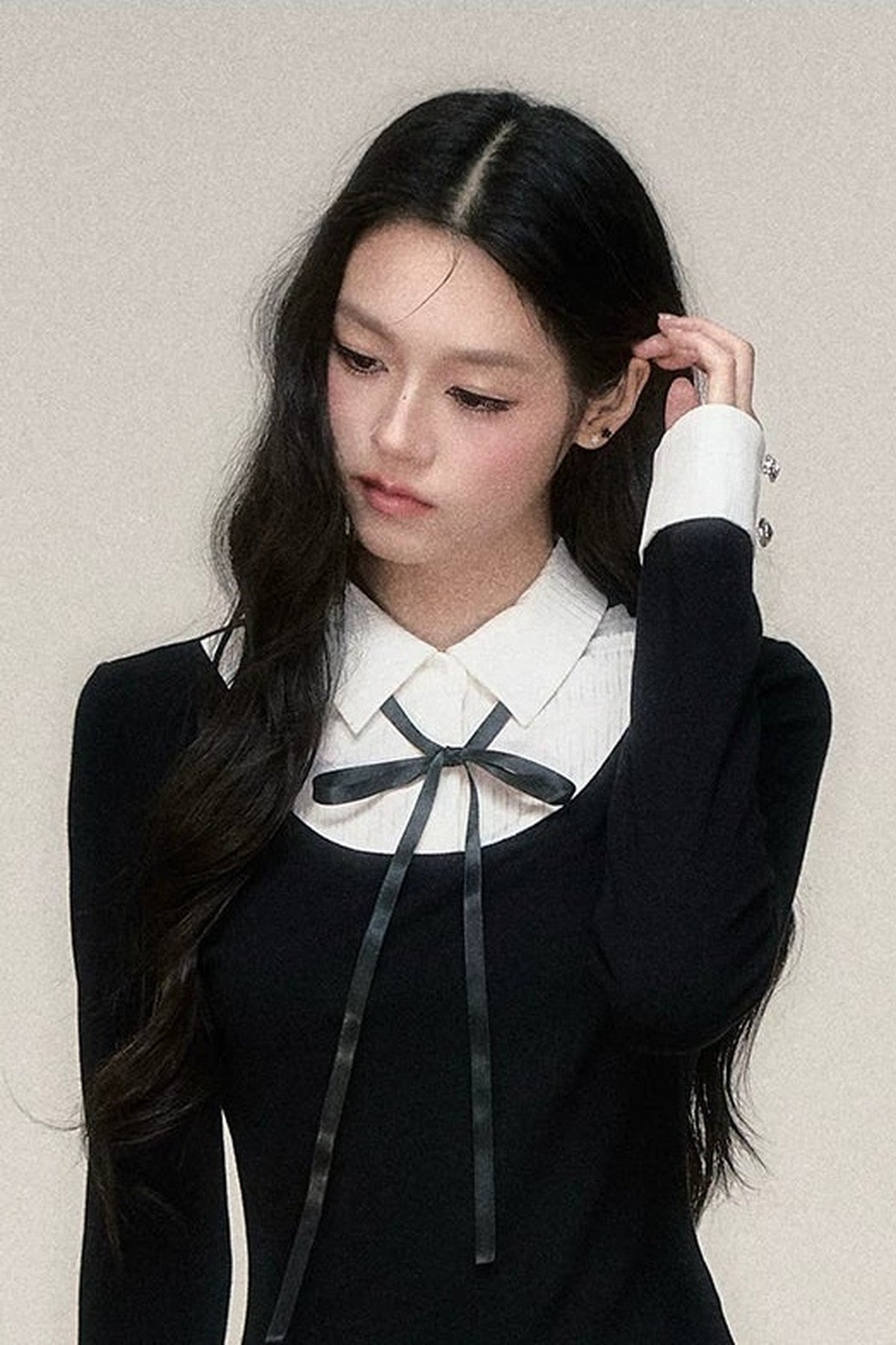 Lace-Up Color-Block T-Shirt and Skirt Set-Up