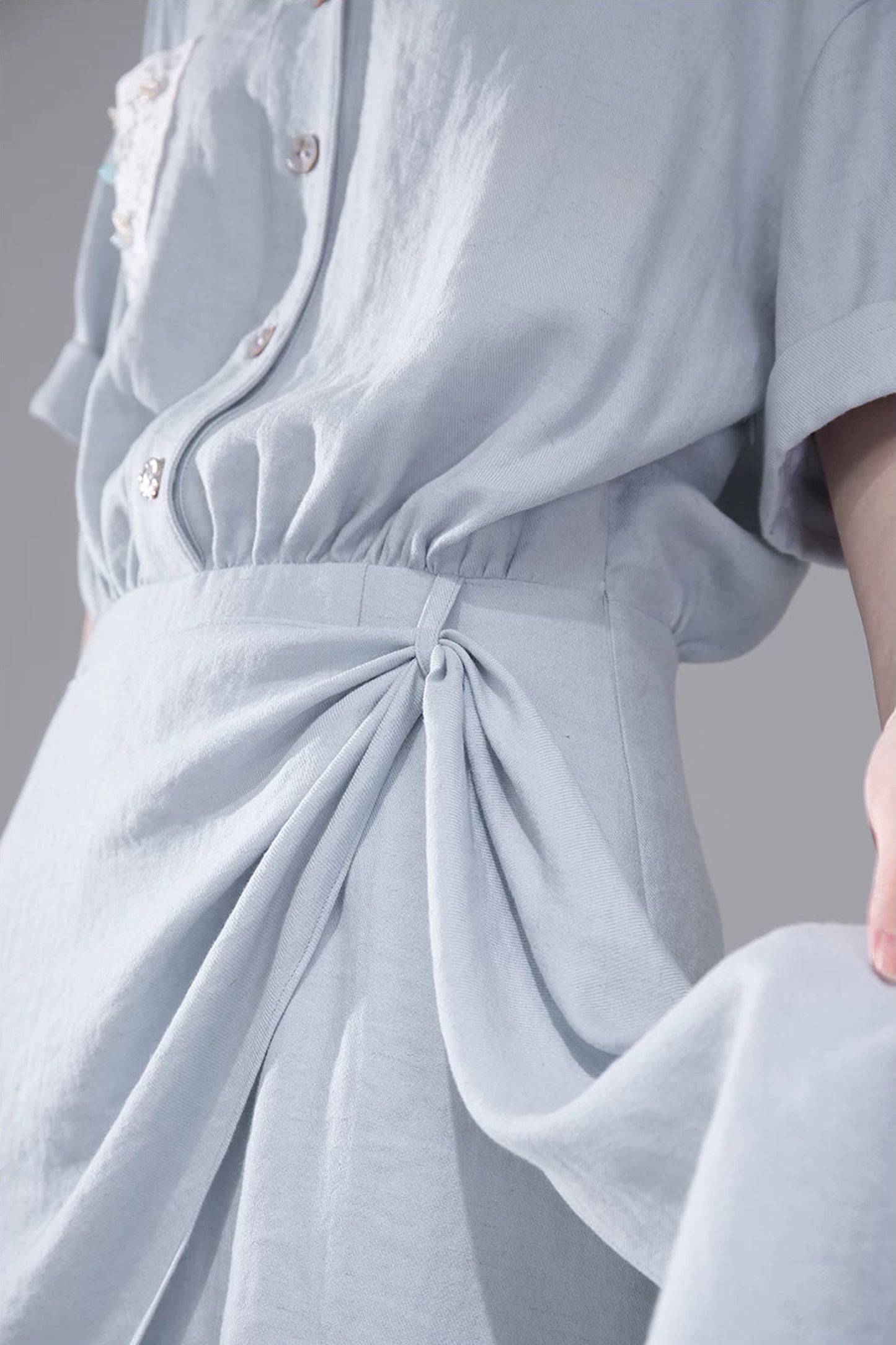 Light Blue Linen Shirt Dress