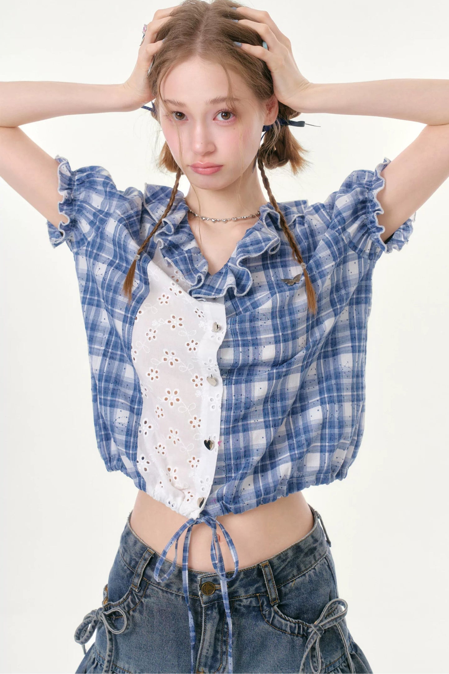 Plaid Patchwork Summer Blouse