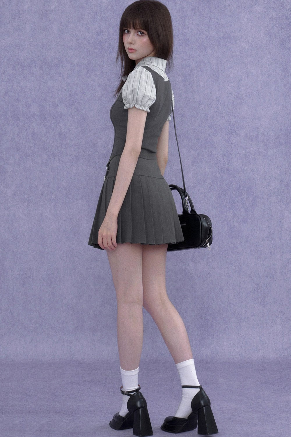 Faux Fishbone Puff Sleeve Top Set-Up