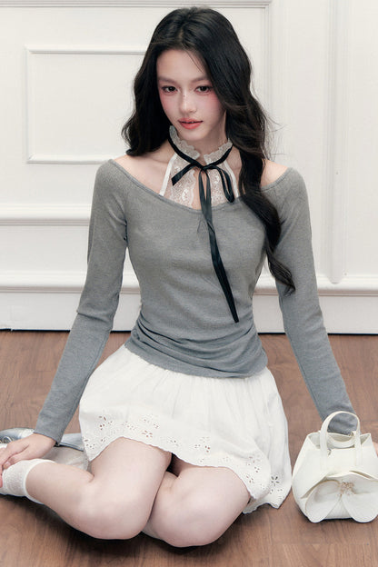 Lace Layered-Look Halter Top