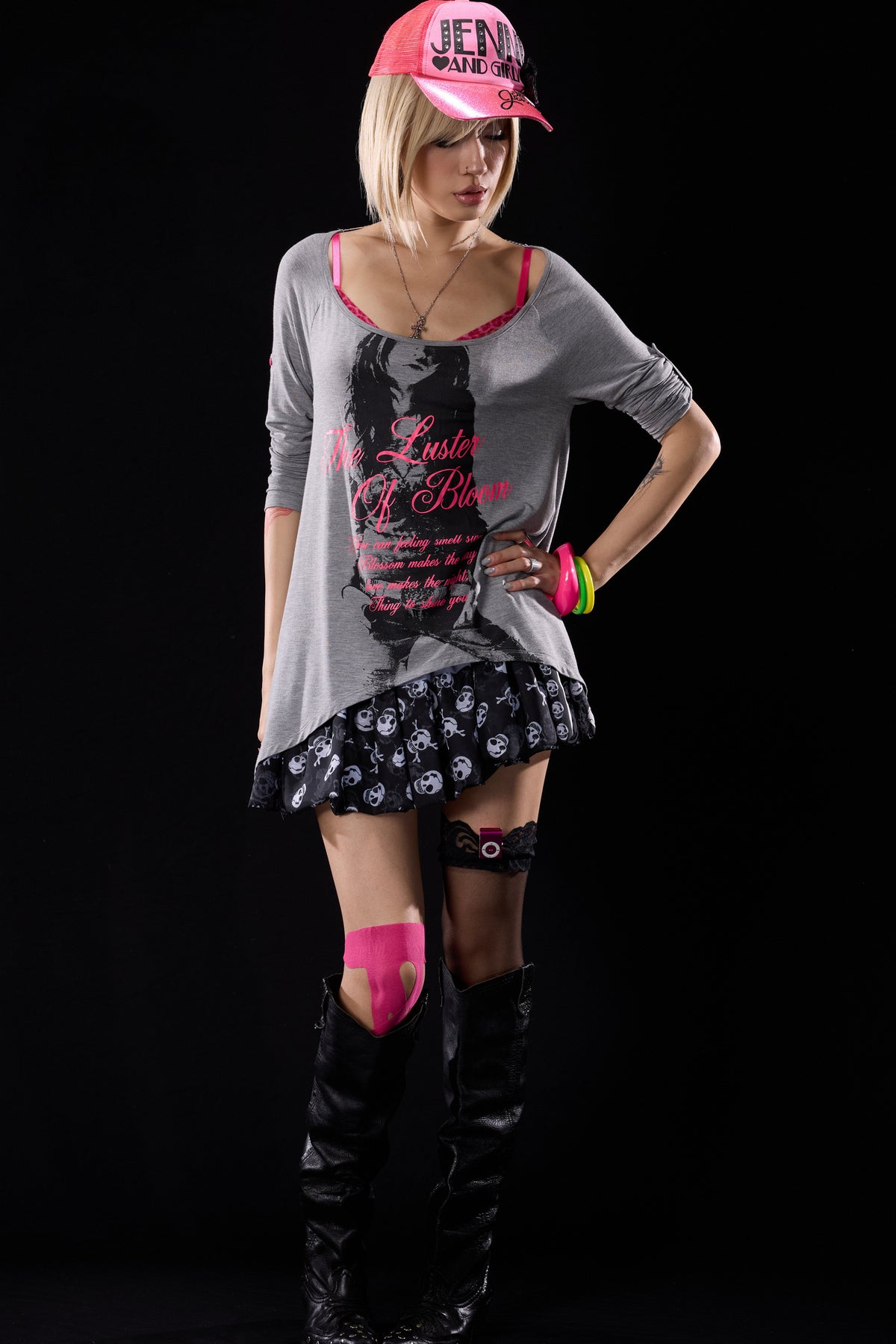 Low-Waist Skull Chiffon Miniskirt
