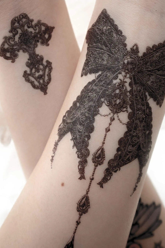 Gothic Bowknot Chain Tattoo Sticker