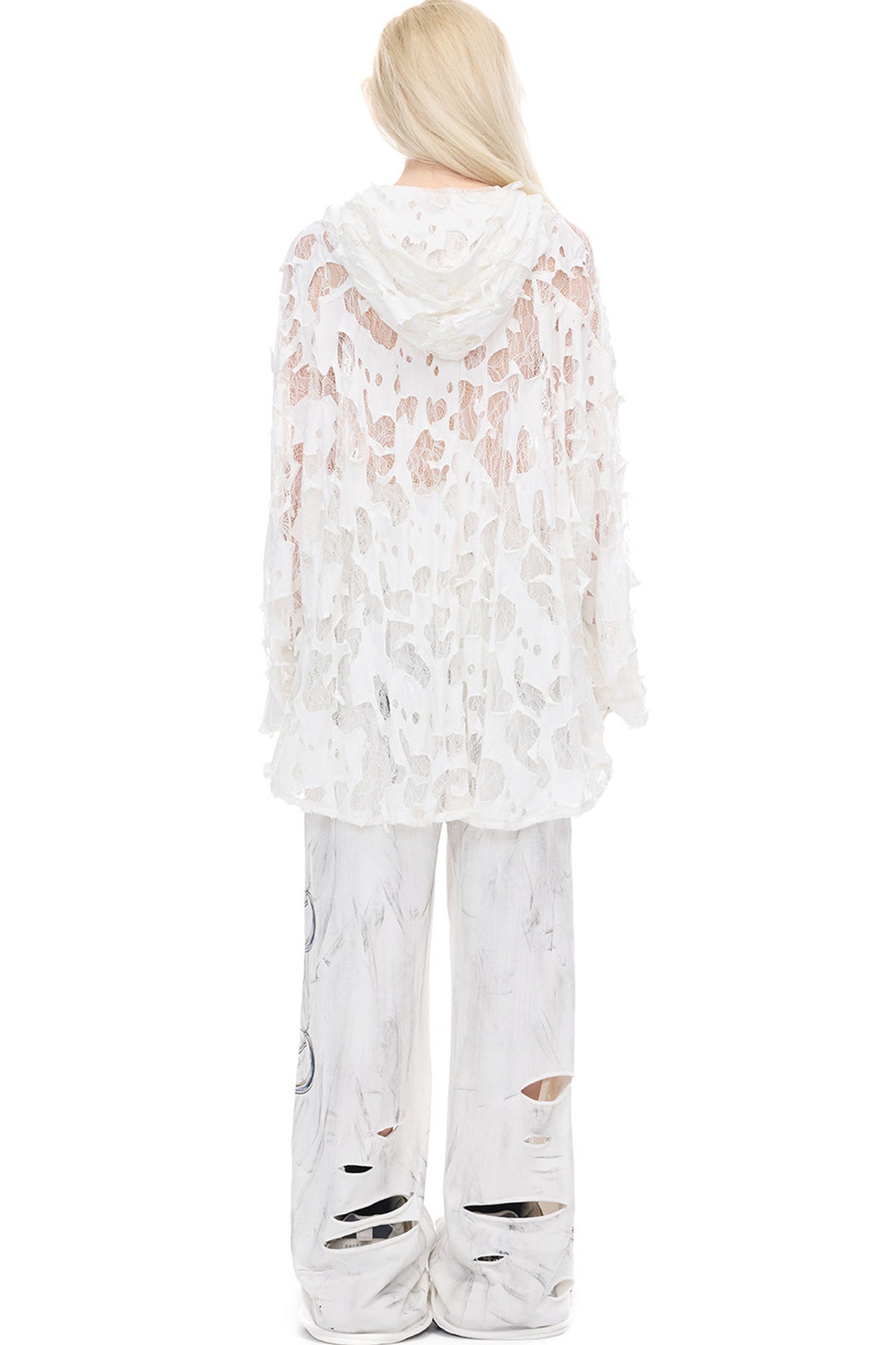 Camicia con cappuccio in pizzo floreale