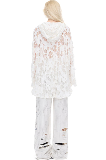 Camicia con cappuccio in pizzo floreale