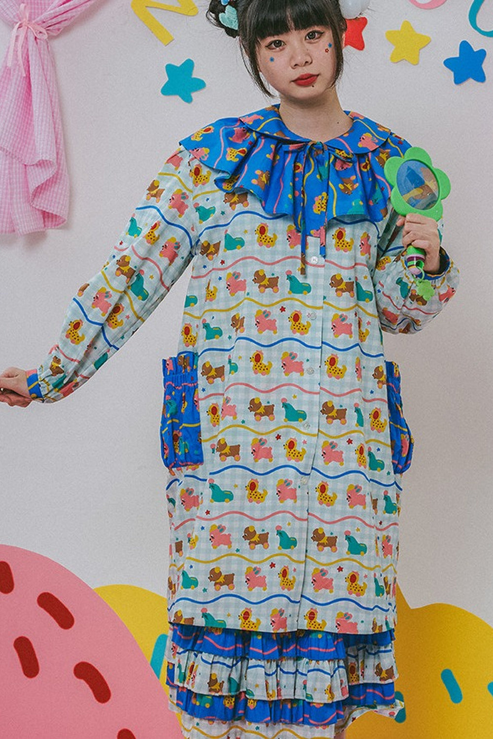Original Printed Long Shirt Dress