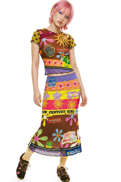 Retro Mesh Fishtail Skirt Set-Up