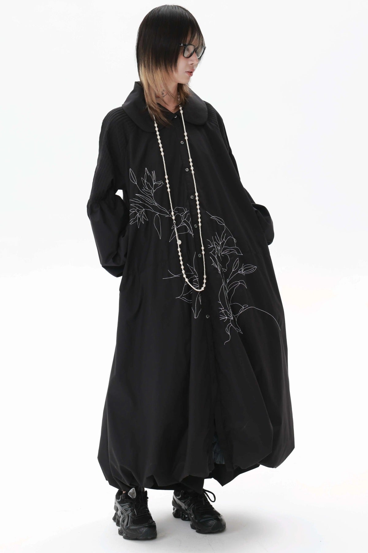 Night-Blooming Lily Embroidered Dress