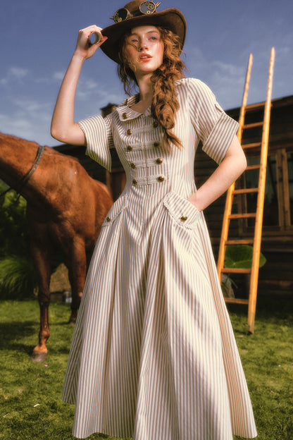 Long Striped Nautical Shirt Dress Set-Up