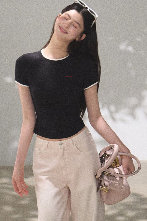 Color-Block Embroidered Summer Top