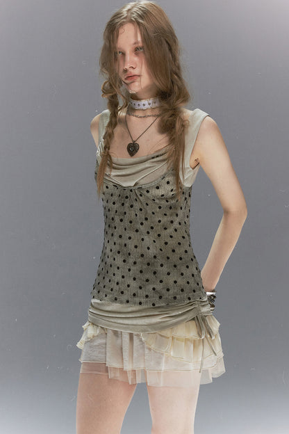 Velvet Polka Dot Layered Top