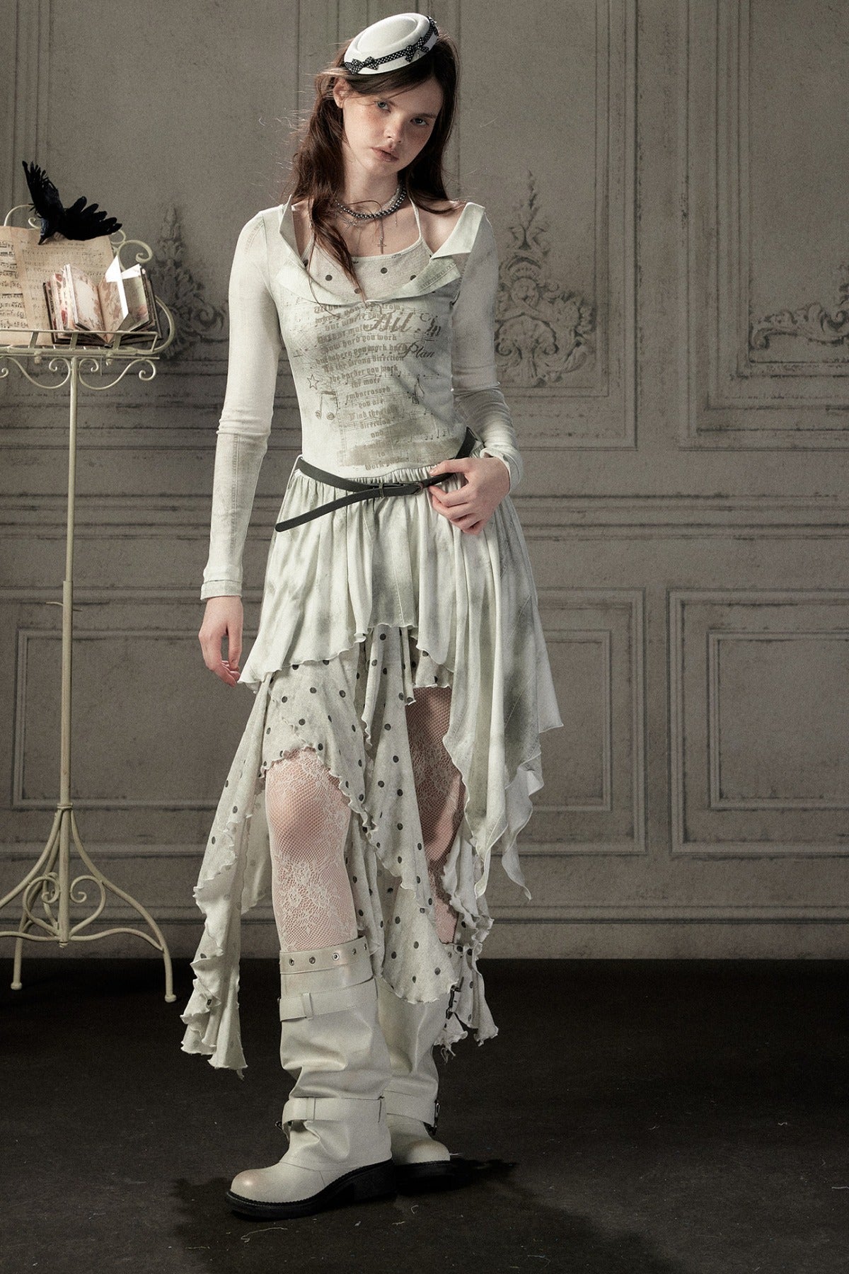 Halter Neck Polka Dot Print Mid-Length Dress