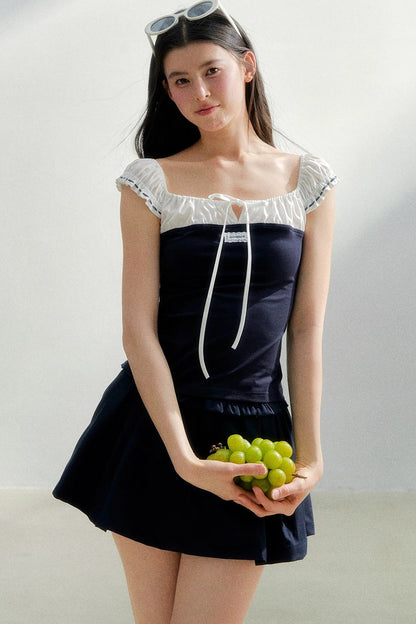 Retro Girly Colorblock Top