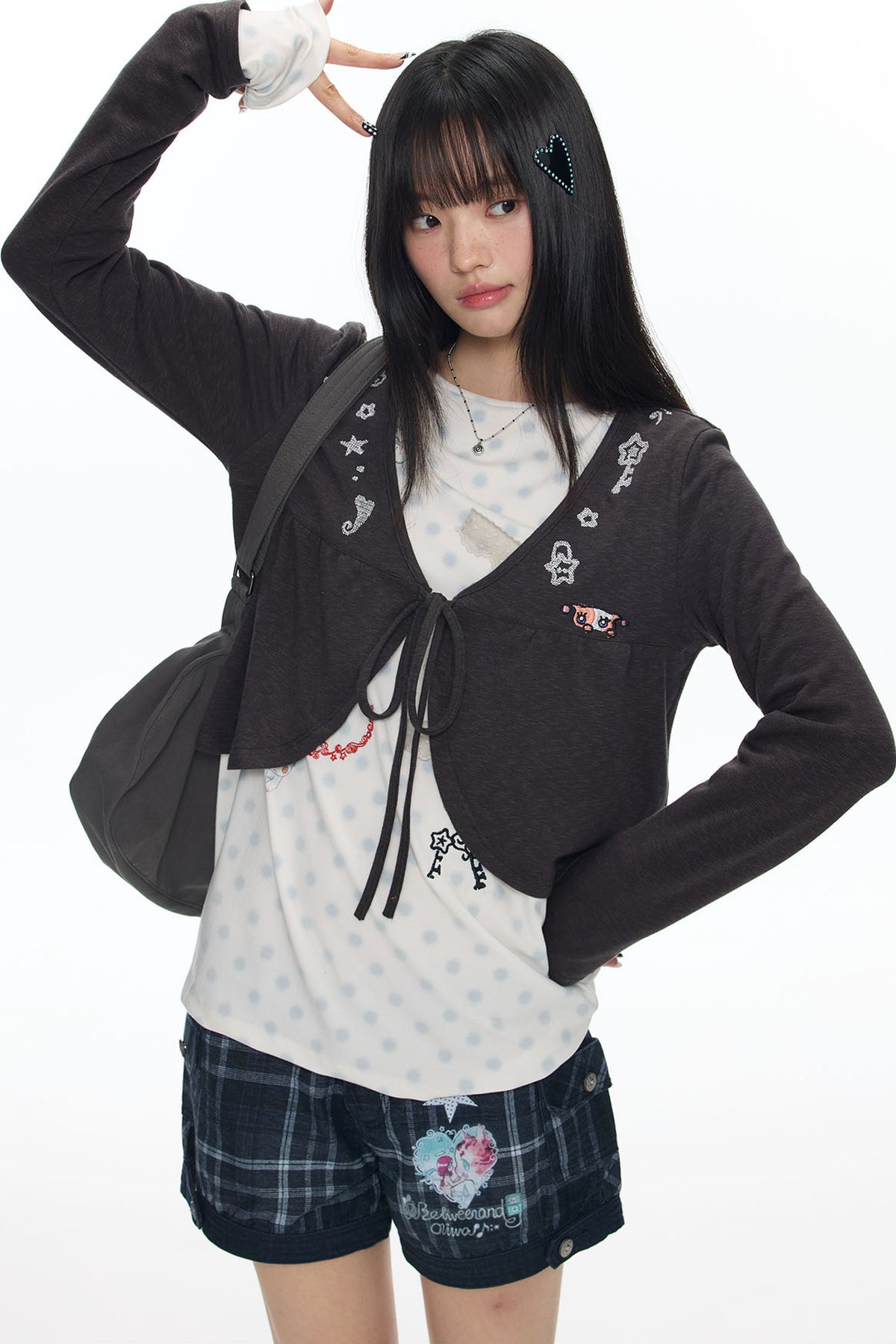 Snowflake Embroidered Cashmere Cardigan