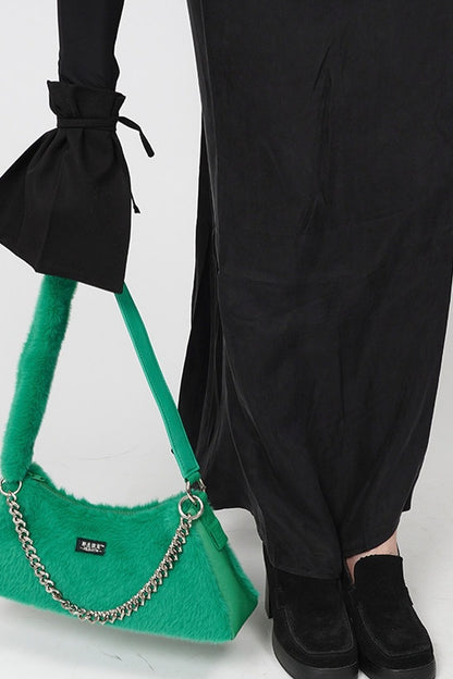 Solid Color Fur Underarm Crossbody Shoulder Bag