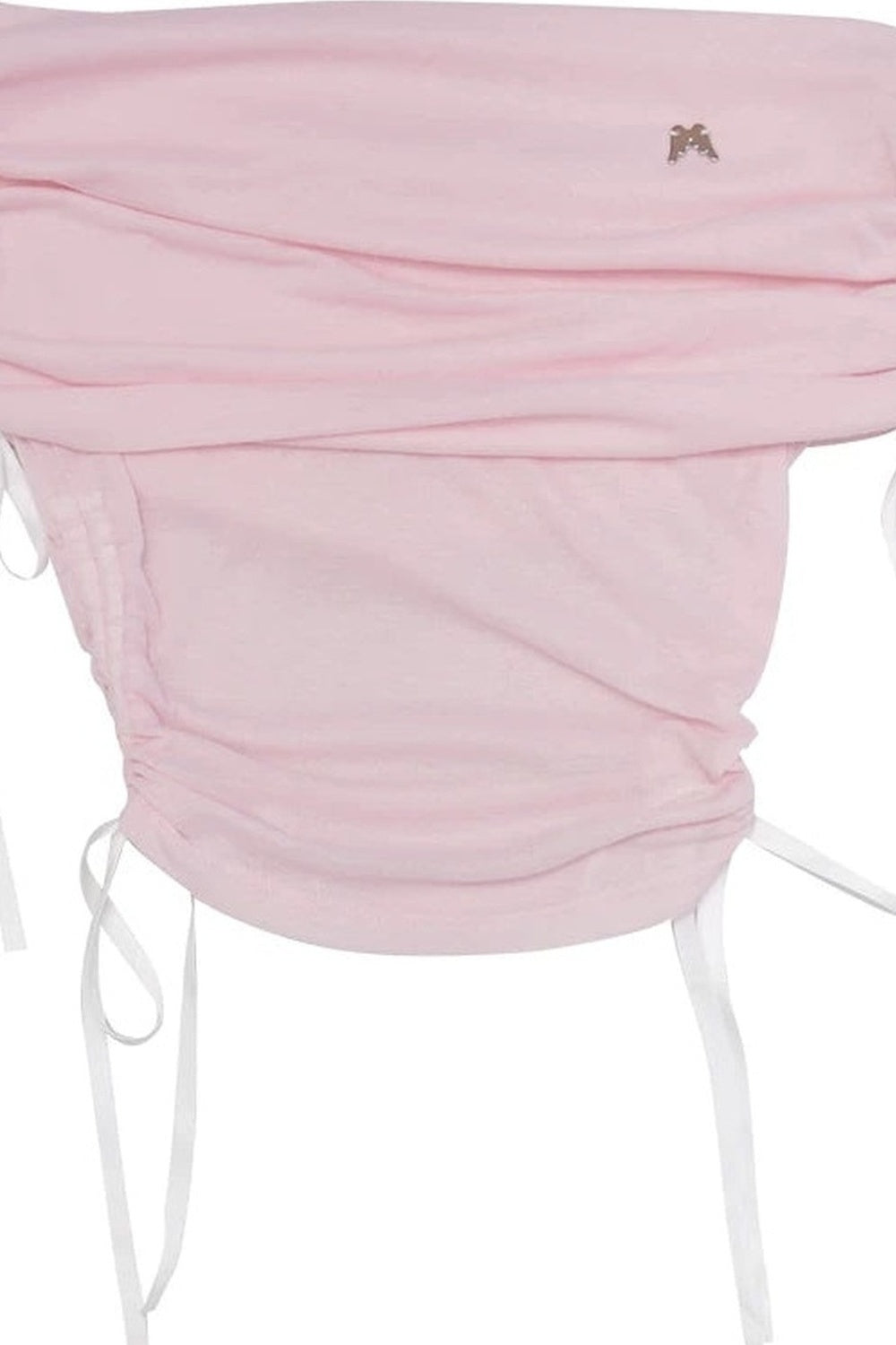 Top con spalle scoperte, volant e fiocco