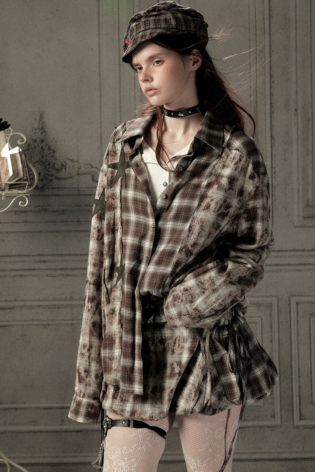 Coffee-Colored Plaid Shirt
