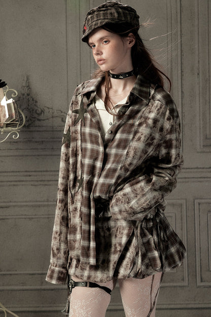 Coffee-Colored Plaid Shirt