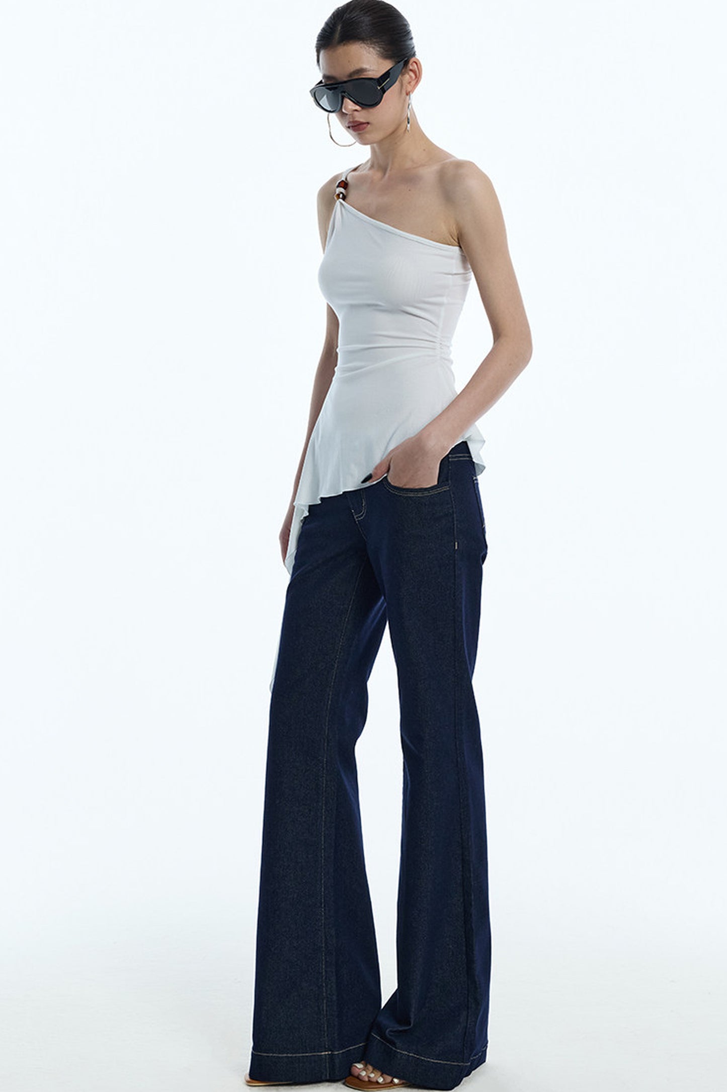 One-Shoulder Ruffled Camisole Top