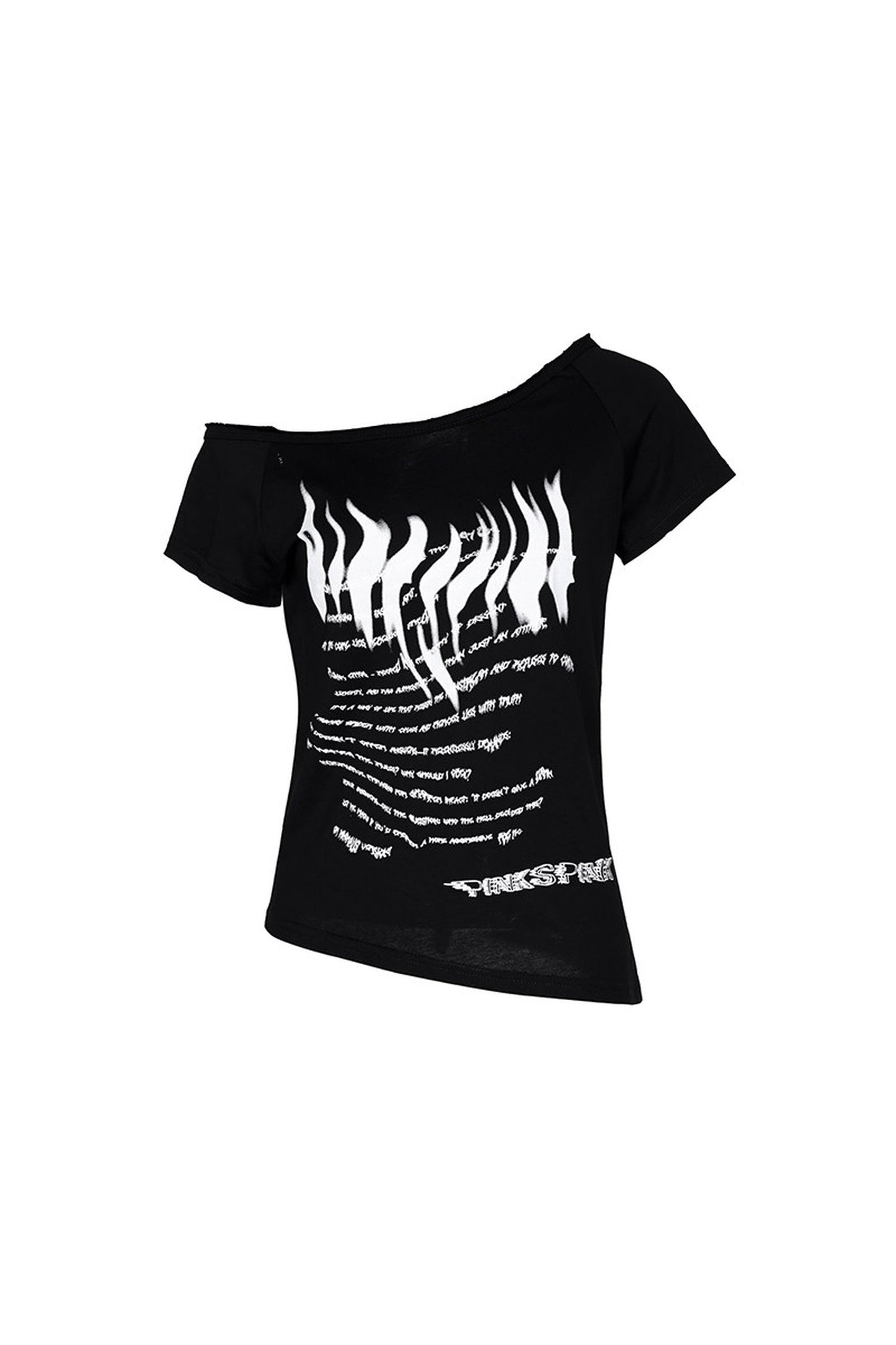 Asymmetrisches Oberteil mit Punk-Druck