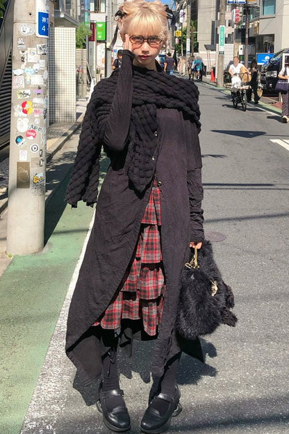 Large Shawl Slouchy Pleated Irregular Jacket
