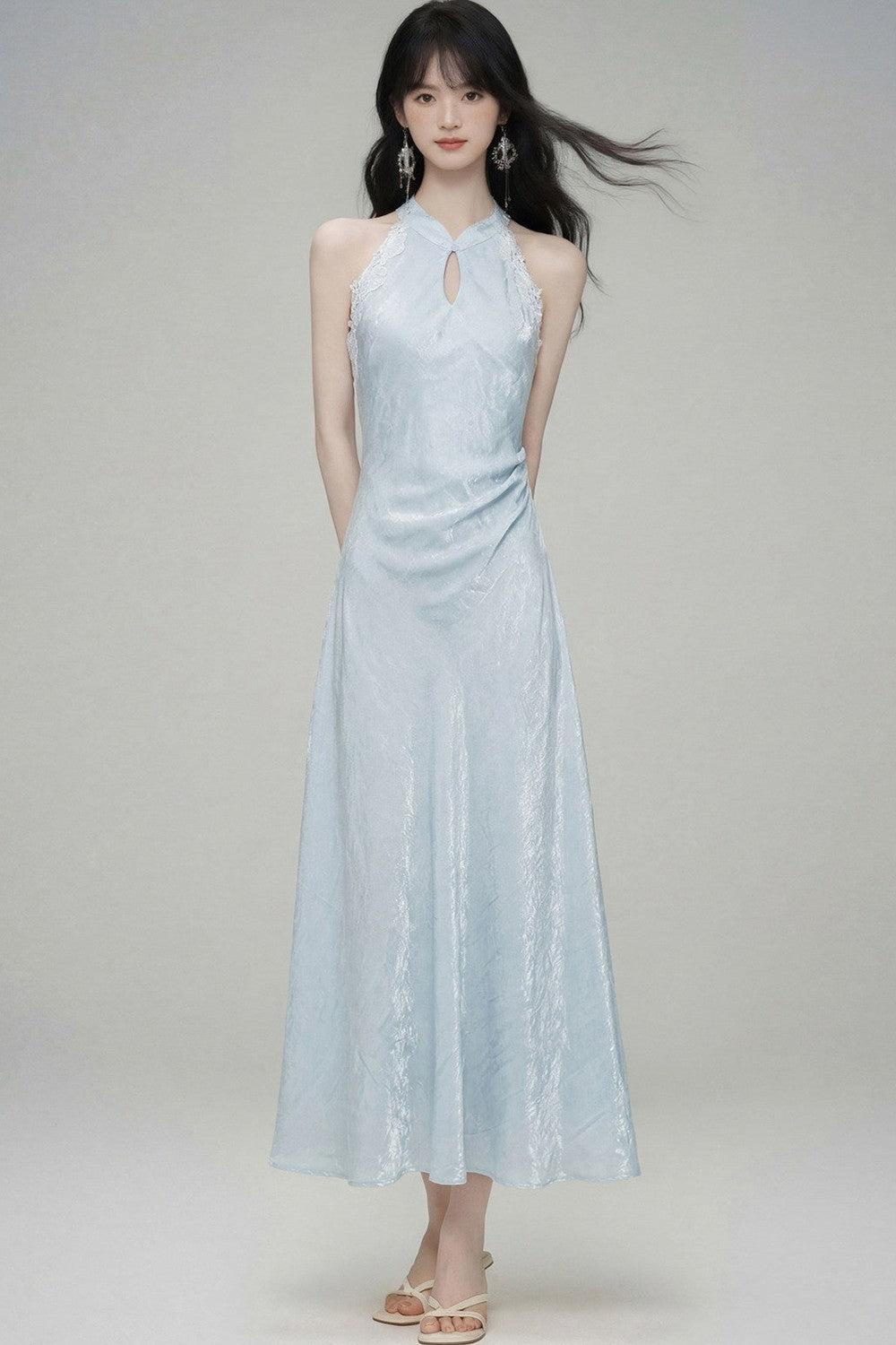 Chinese Style Jade Lace Cheongsam Dress