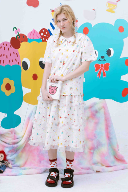 Sweets Print Short-Sleeved Shirt