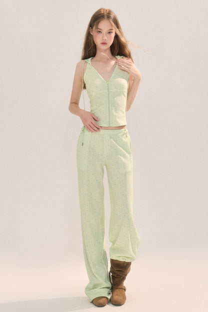 Pantaloni a gamba dritta verde chiaro dalla vestibilità morbida
