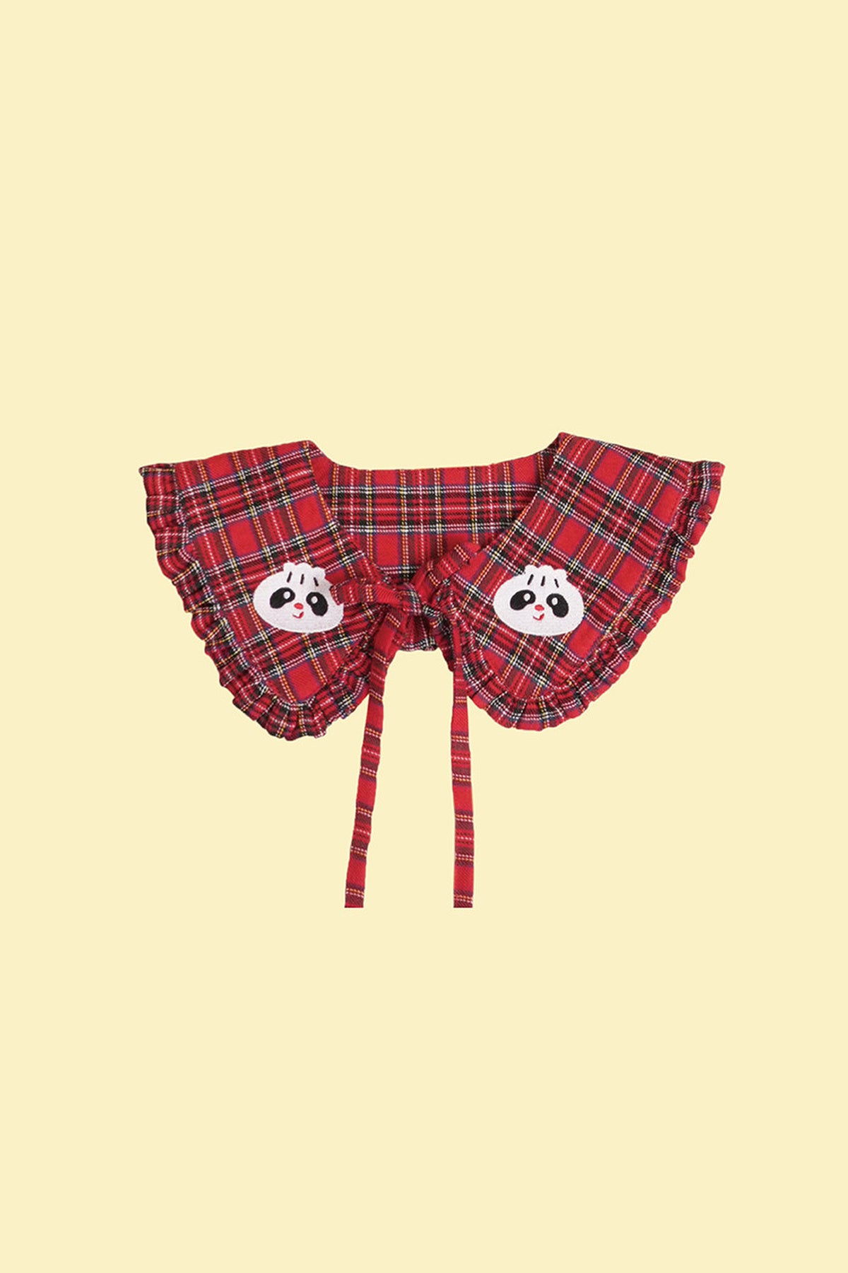 Panda Print Plaid Collar