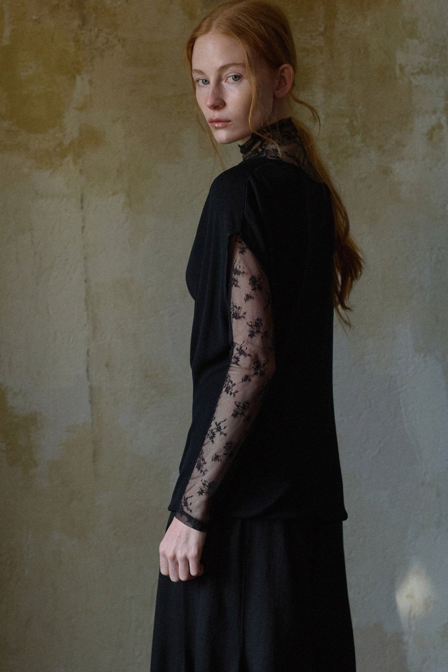 Black Tencel Drape Knitted Top