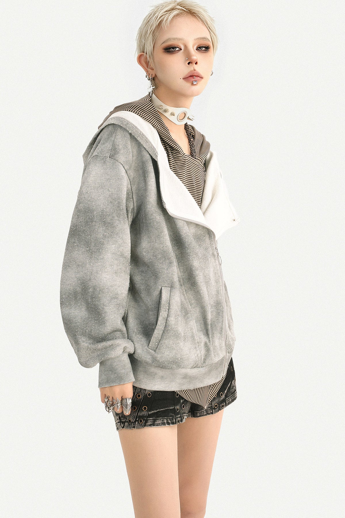 Y2K Layered-Look Hooded Jacket