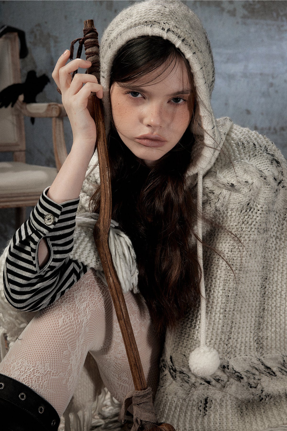 Knitted Hooded Cape