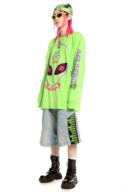 Alien Print Long Sleeve Sweatshirt
