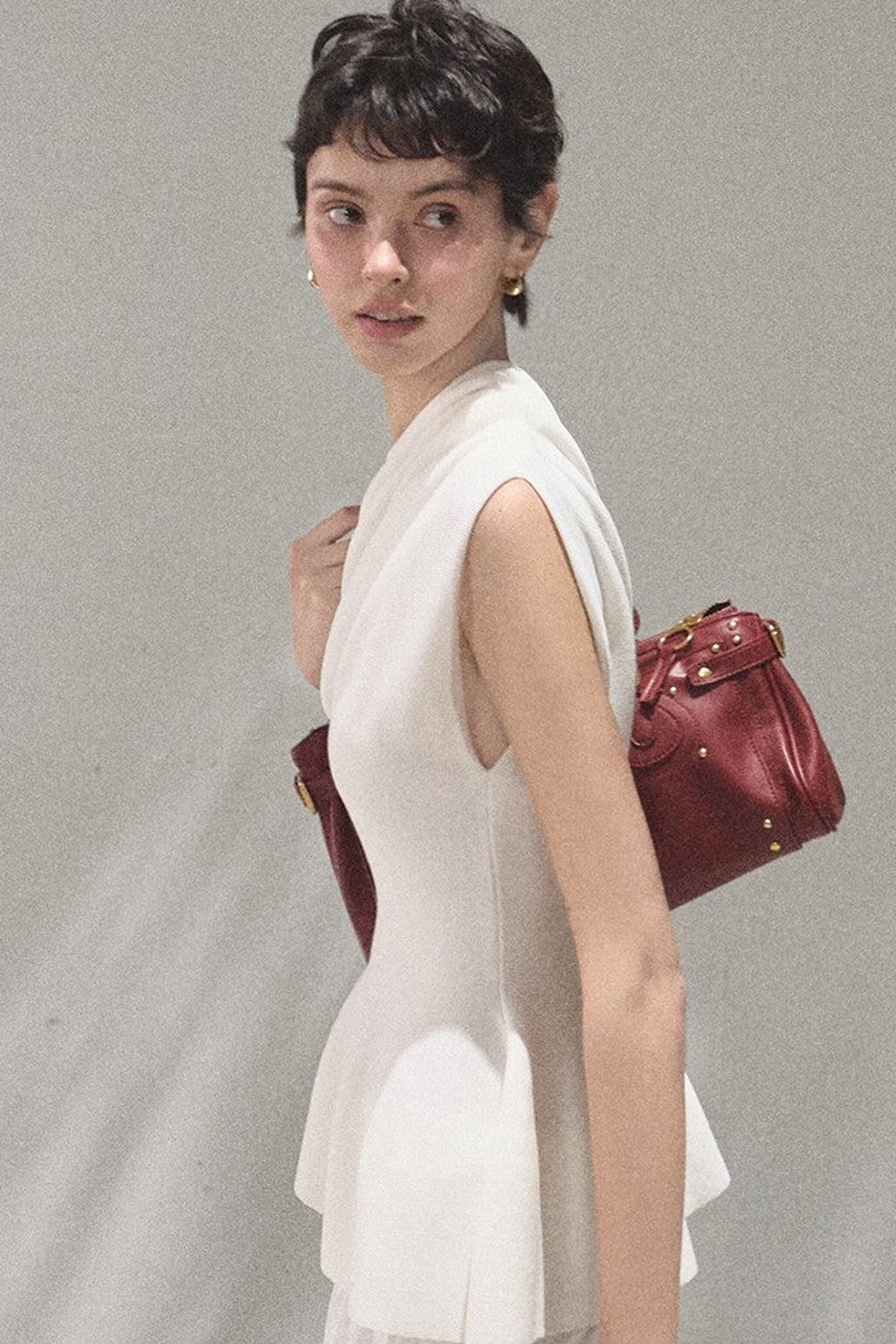 White Asymmetrical Lyocell Top