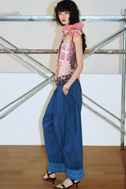 Retro Solid Color Balloon Pants